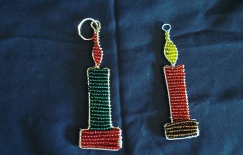 Christmas Tree Decoration - Candle - wire and beads