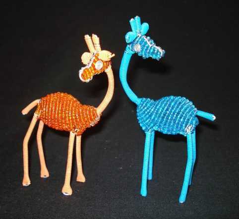 Baby giraffes tel wire and beads
