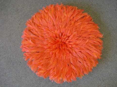 Bamileke Hat - orange feathers