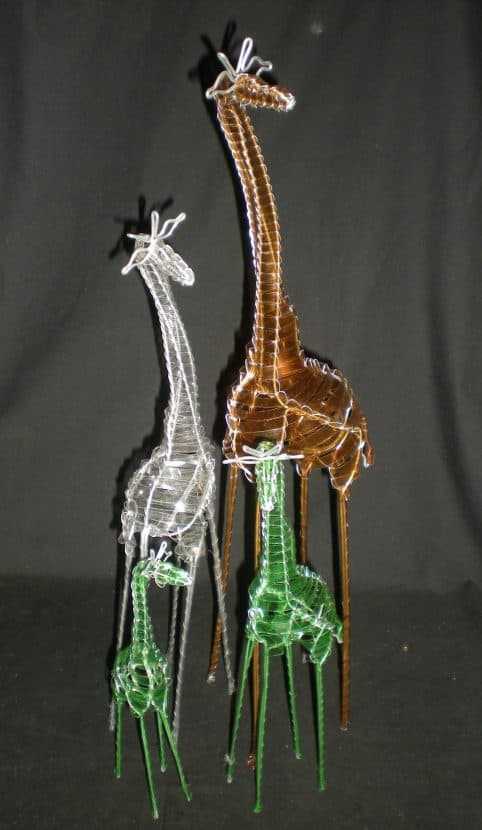 Plastic bottle giraffe family