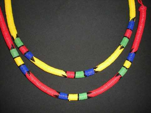 Zulu Necklace - traditional, multi. - colour bead