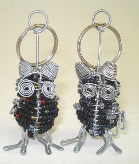 key Ring - Baby Owl - wire and beads