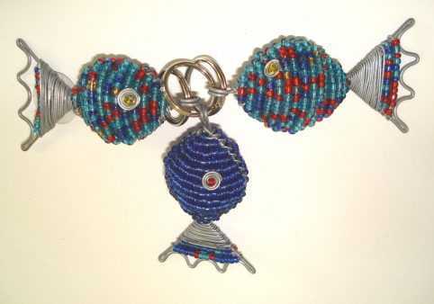 key Ring - Mini Fish - wire and beads