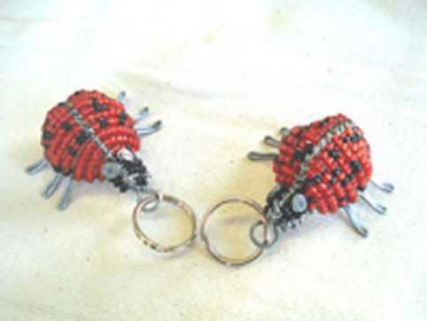 Key Ring - Mini Ladybug - wire and beads